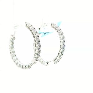 UN-0093 - White Gold Hoop Earrings with Round Brilliant Diamonds