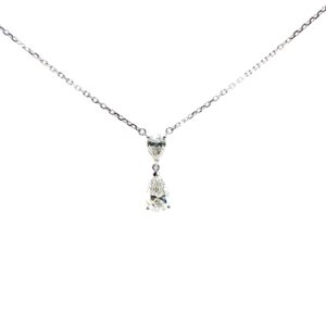 UN-0097 - Elegant White Gold Diamond Double Pear Drop Necklace