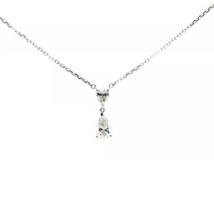 UN-0098 - White Gold Diamond Pear-Cut Pendant Necklace