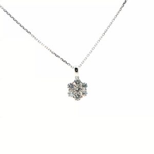UN-0100 - White Gold Diamond Charm Necklace in Silver