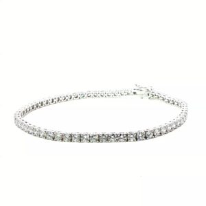 UN-0102 - Platinum Tennis Bracelet with Round Cut Diamonds